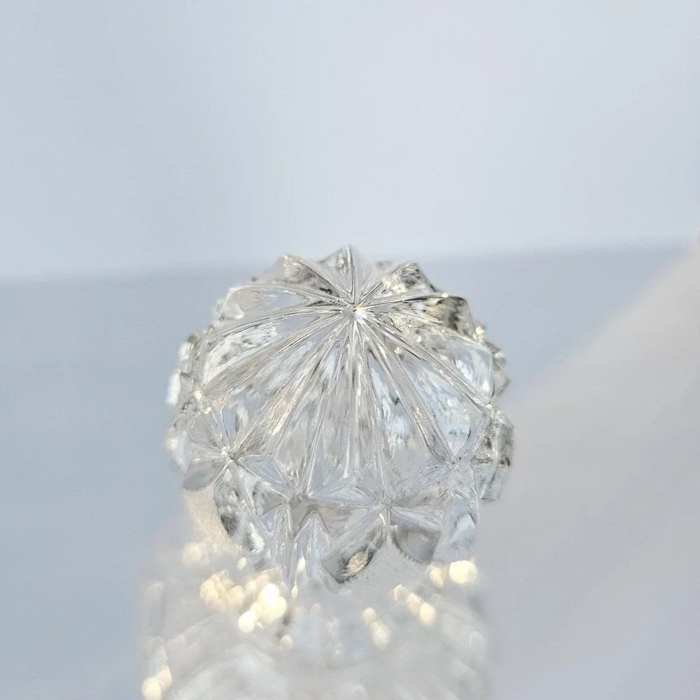 Vintage MCM Heavy Lead Crystal Liquor Decanter Starburst Diamond Pattern Barware